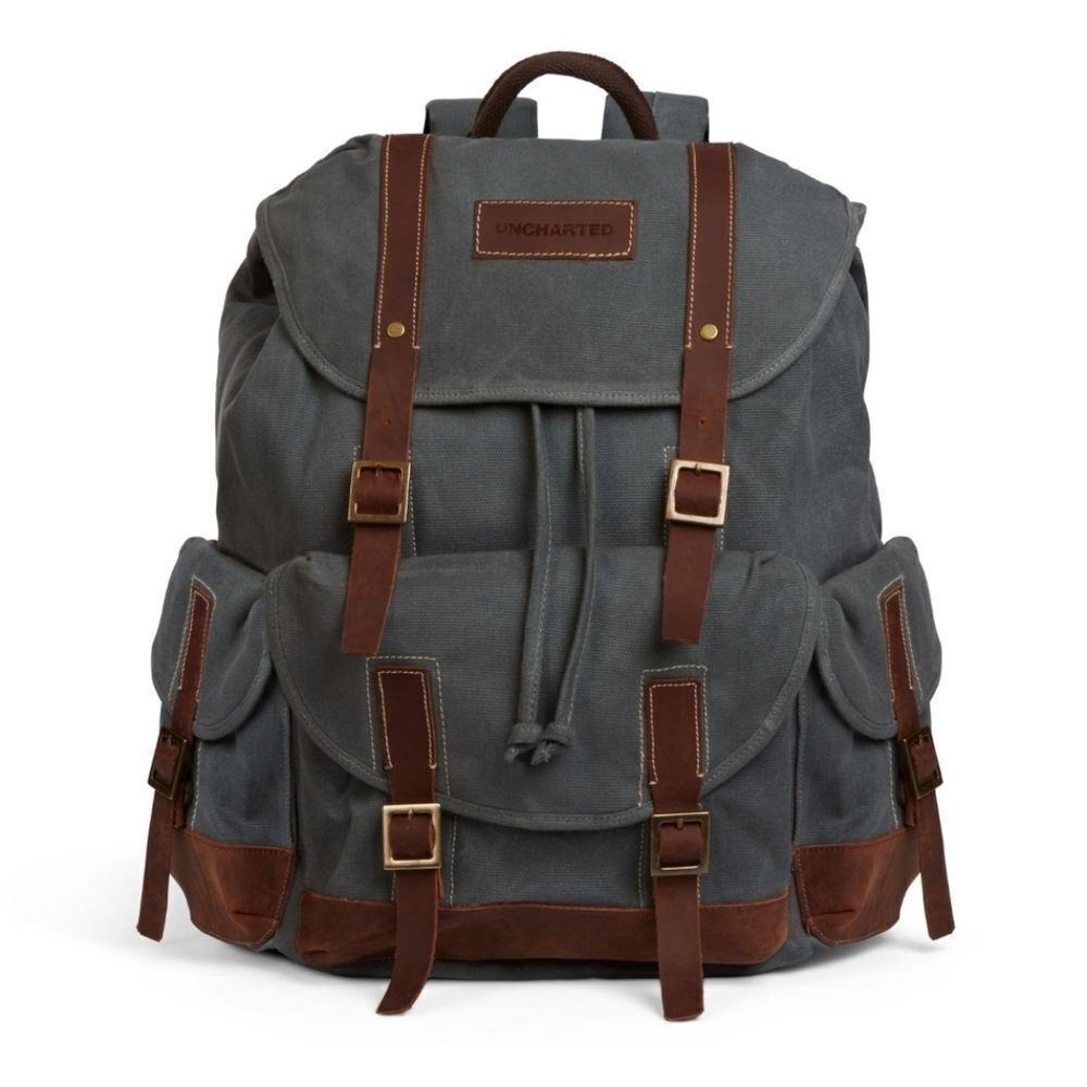 Uncharted 1 2 Drake Canvas Backpack Bag Figure Fits Laptop Sony Naughty Dog NEW
